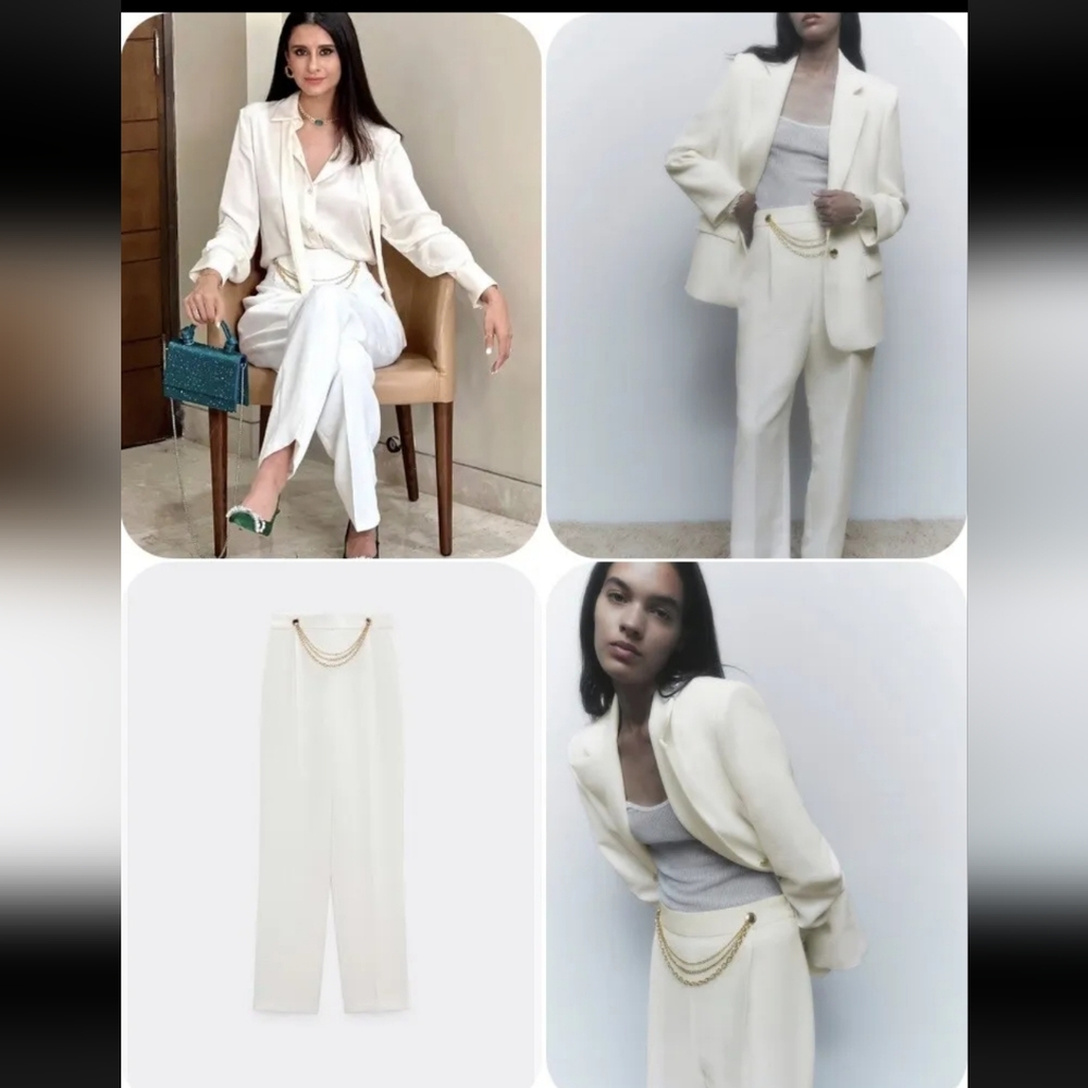 Zara blazer set sz M gold button gold chain